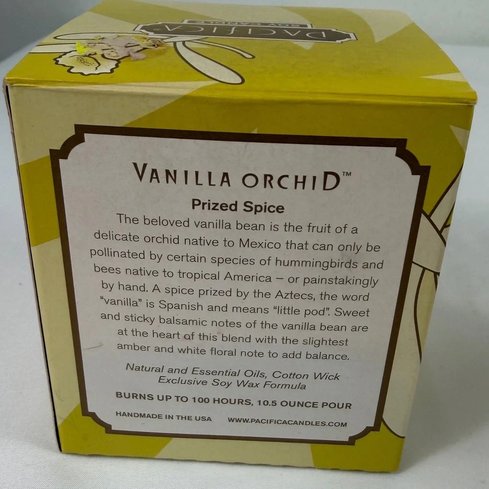 Pacifica Vanilla Orchid Scented Candle 10.5‎ oz Natural Soy Wax Hand Poured USA